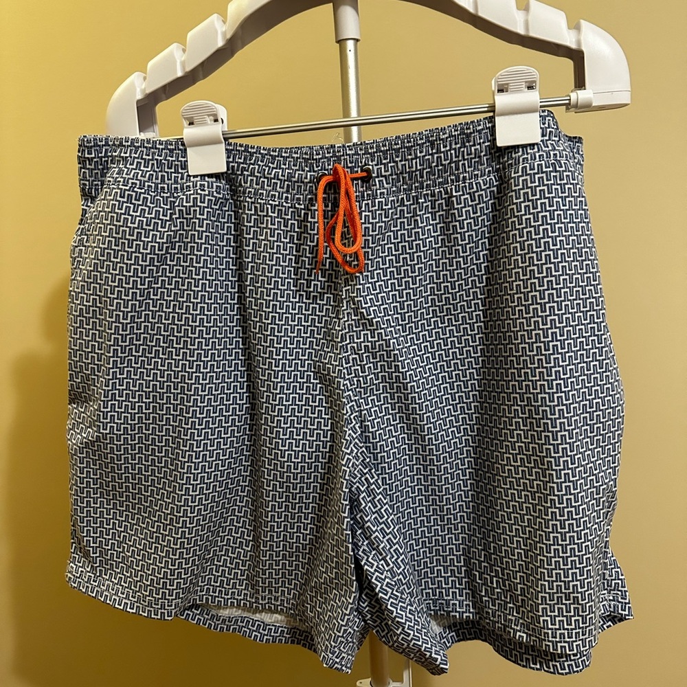 J. Crew Blue & White Geometric Bathing Suit
